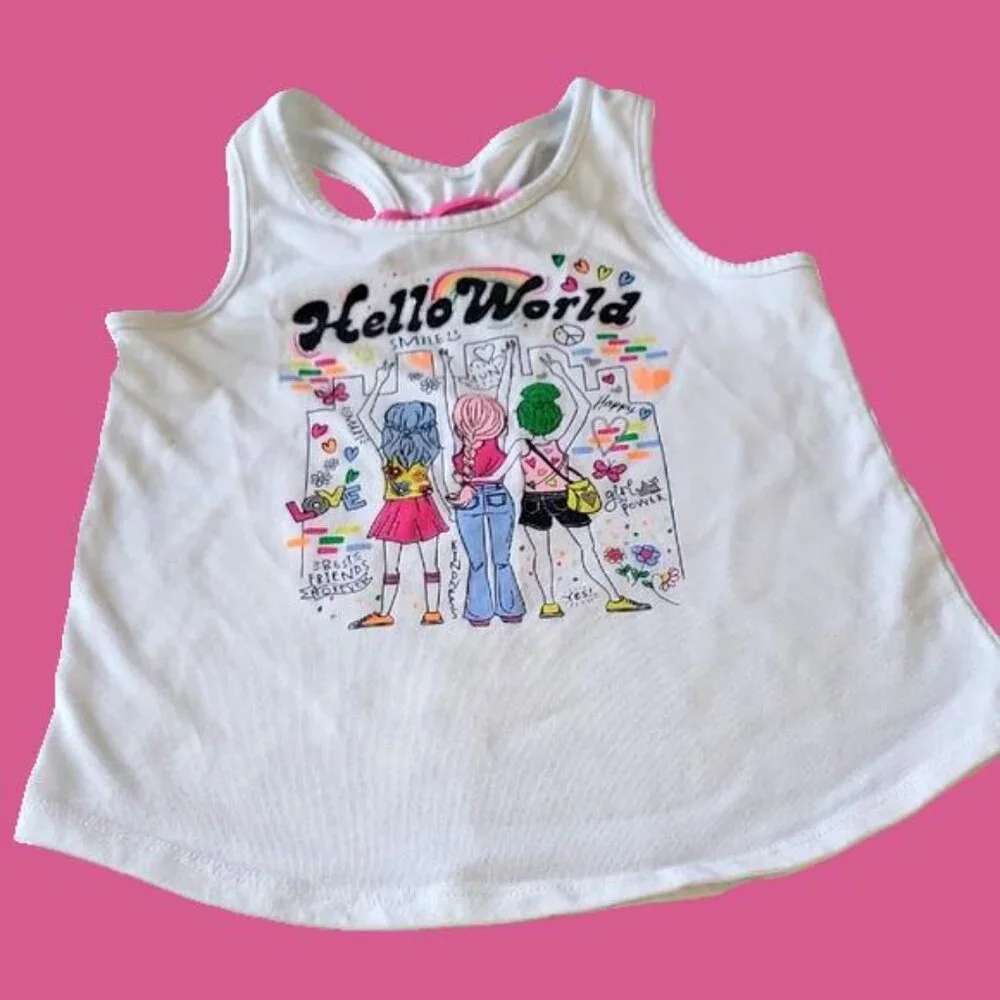 Garanimals 365 Kids Tank Top White Girls Size 6 Racerback Graphic - Picture 8 of 9